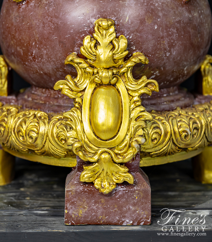 Bronze Bases  - Gold Gild Bronze Base Featuring Floral Garland Detail - BB-130